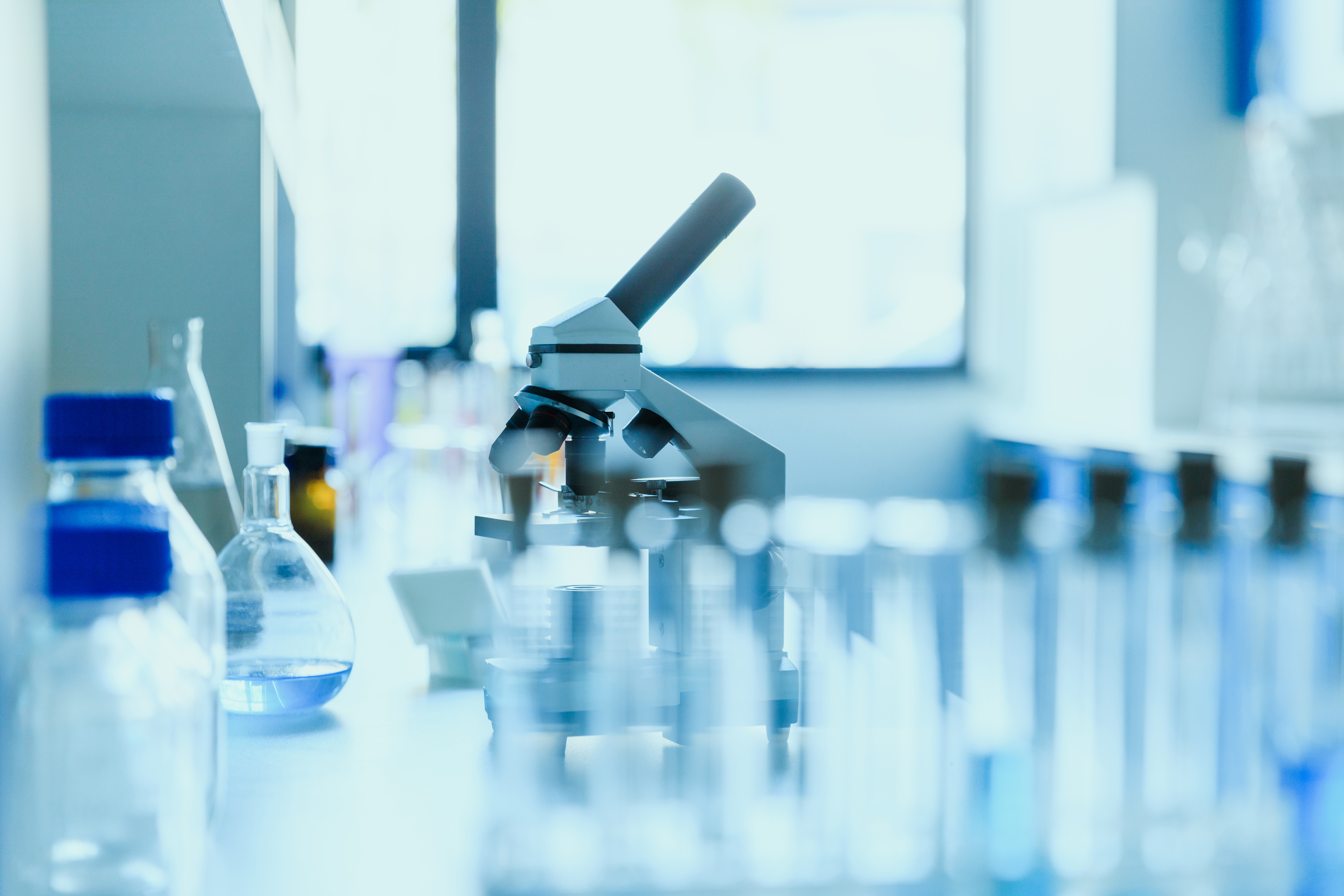 Microscope in a medical research laboratory