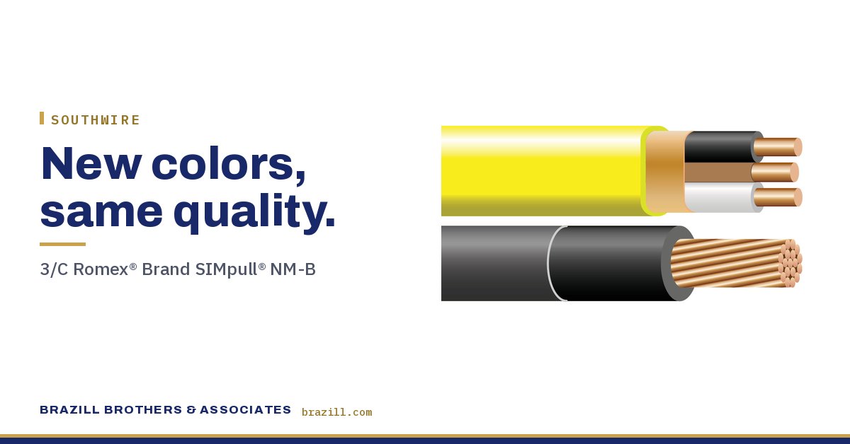 New colors, same quality: 3/C Romex® Brand SIMpull® NM-B